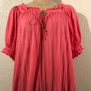 Faded Glory Off Shoulders Women Sz 2X Blouse Half Sleeve Solid color Pink